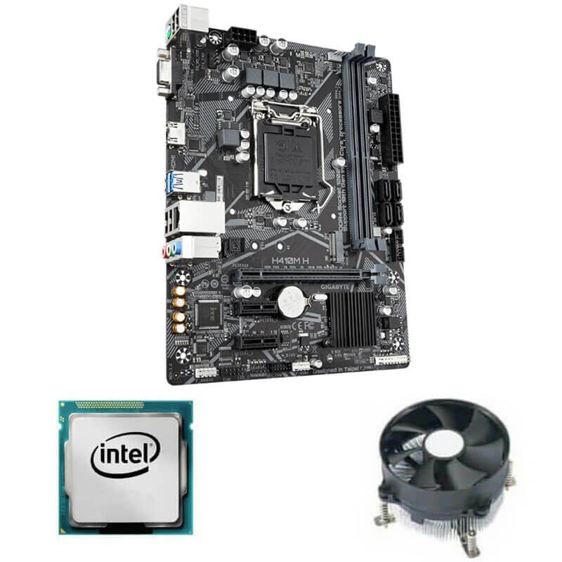 Kit Placi de baza Gigabyte H410M H, Intel Quad Core i3-10300 + Cooler