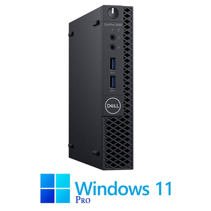 Mini Calculatoare Dell OptiPlex 3060, Quad Core i3-8100T, 8GB DDR4, 256GB SSD, Win 11 Pro